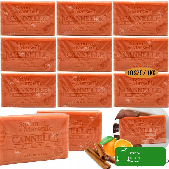 MYDŁO MARSYLSKIE CYNAMON POMARAŃCZA 72% 10x100g 1kg Le Chatelard 1802
