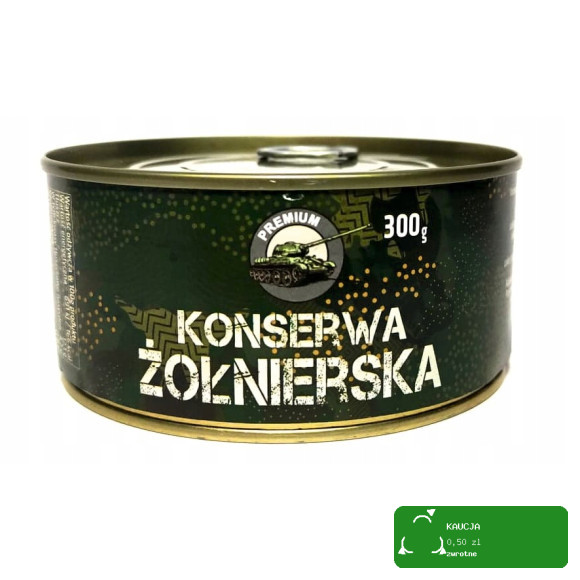 KONSERWA WOJSKOWA ŻOŁNIERSKA 300g 0,3KG MIĘSNA W PUSZCE Ankor