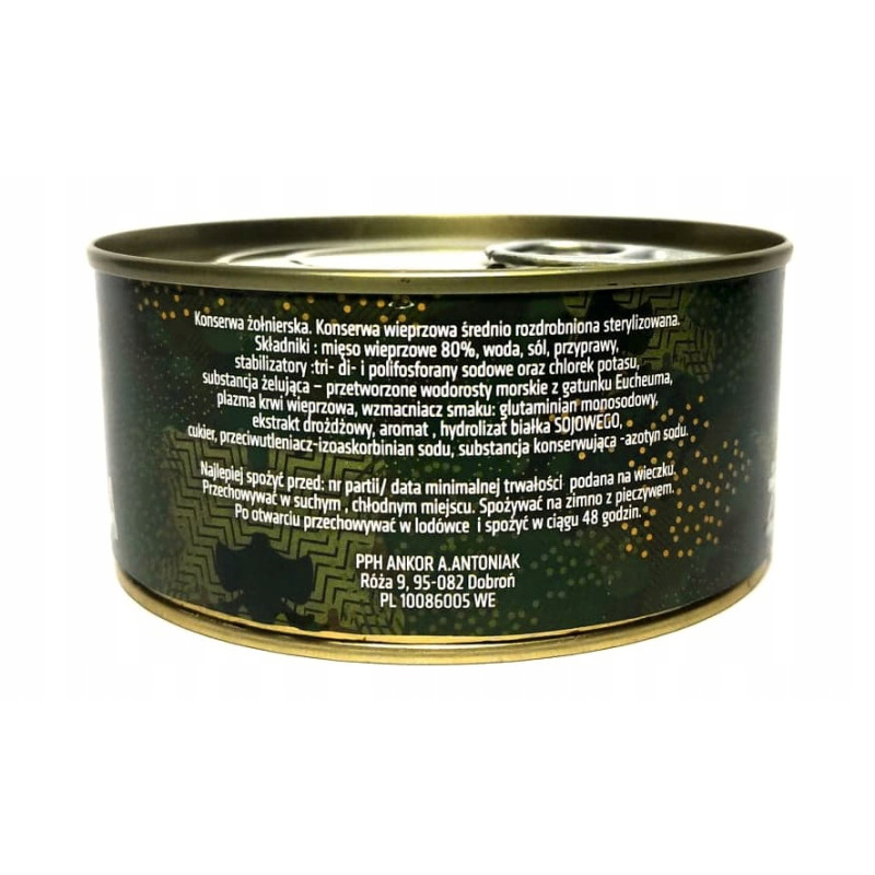 KONSERWA WOJSKOWA ŻOŁNIERSKA 300g 0,3KG MIĘSNA W PUSZCE Ankor