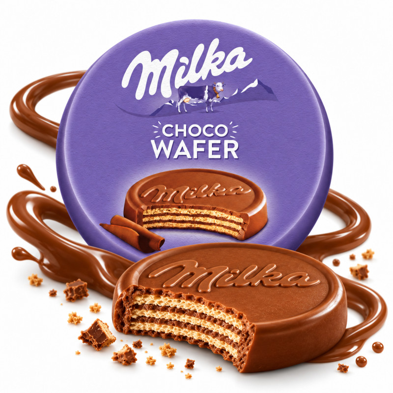 MILKA - CHOCO WAFER 30G czekoladowy okrągły wafelek w mlecznej czekoladzie e