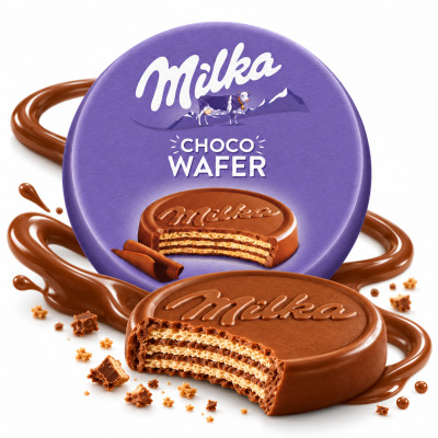 MILKA - CHOCO WAFER 30G czekoladowy okrągły wafelek w mlecznej czekoladzie e