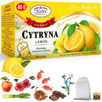 Malwa HERBATA OWOCOWO-ZIOŁOWA cytrynowa CYTRYNA 20 saszetek 40G