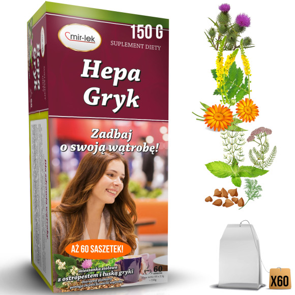 MIR-LEK HEPA GRYK wsparcie ZDROWA WĄTROBA mieszanka ziół 60 saszetek
