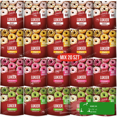 Delecta LUKIER biały+ zielony+ różowy+ żółty 20szt