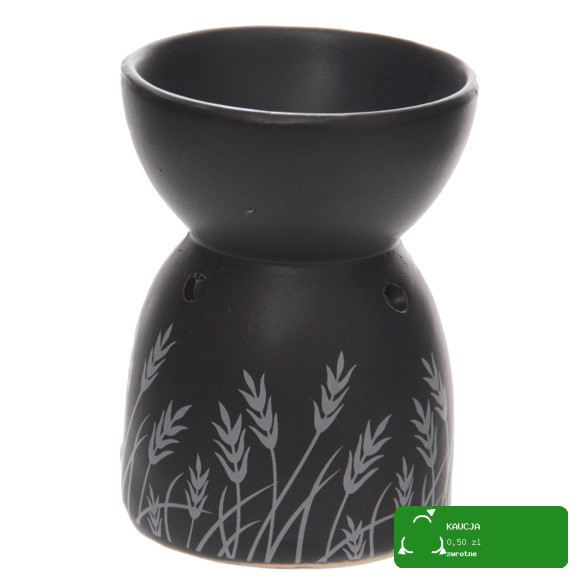 KOMINEK CERAMICZNY na olejki CZARNY z TRAWĄ pomysł prezent na DZIEŃ MAMY
