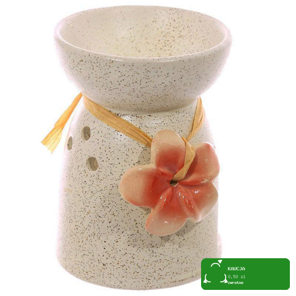 KOMINEK CERAMICZNY na olejki zapachy woski KREMOWY z KWIATEM POMARAŃCZOWYM