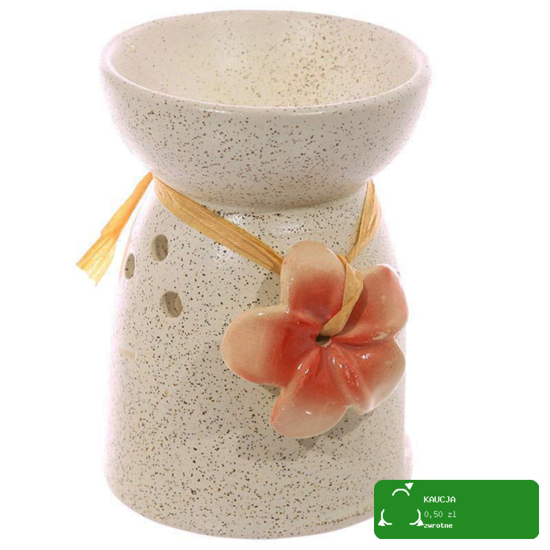 KOMINEK CERAMICZNY na olejki zapachy woski KREMOWY z KWIATEM POMARAŃCZOWYM