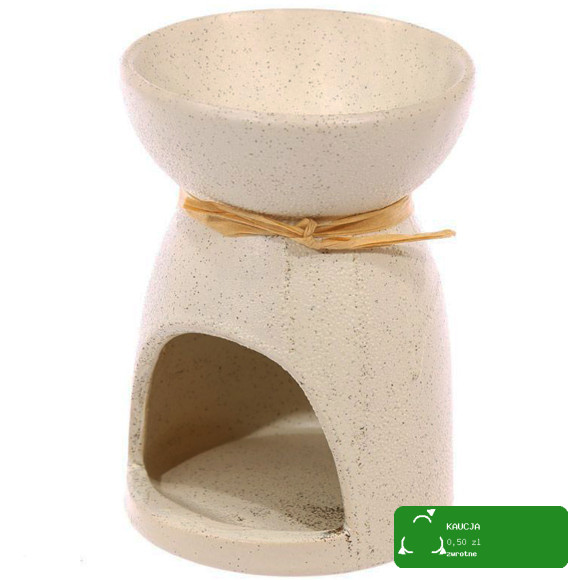 KOMINEK CERAMICZNY na olejki zapachy woski KREMOWY z KWIATEM POMARAŃCZOWYM