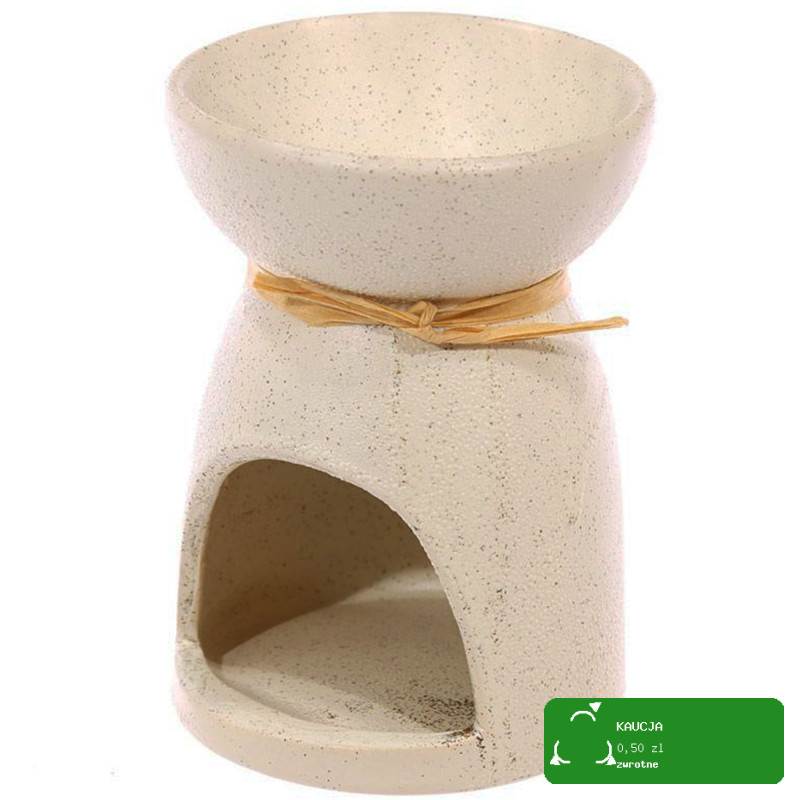 KOMINEK CERAMICZNY na olejki zapachy woski KREMOWY z KWIATEM POMARAŃCZOWYM