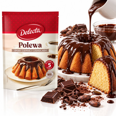 DELECTA POLEWA CZEKOLADOWA do CIAST TORTÓW ciemna czekolada 100g 0,1KG