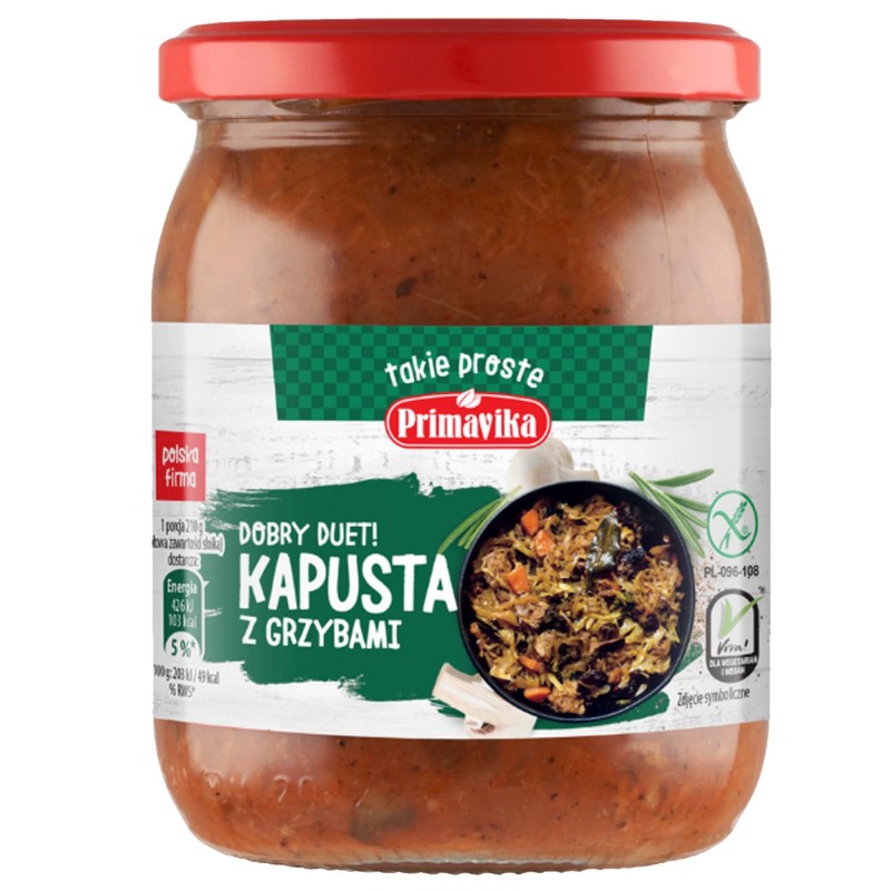 Primavika KAPUSTA Z GRZYBAMI bez glutenu dla wegetarian i