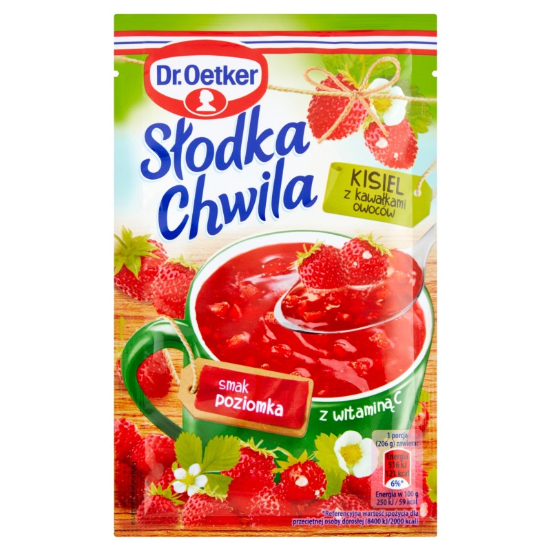 DR.OETKER KISIEL Z KAWAŁKAMI OWOCÓW SŁODKA CHWILA POZIOMKA