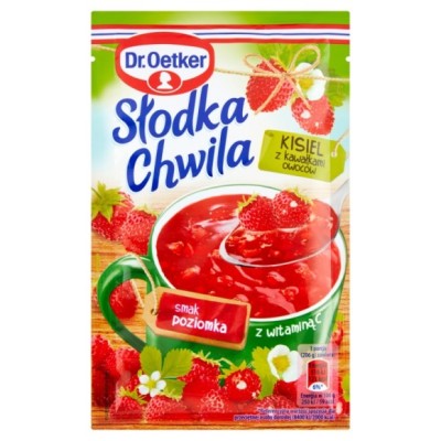 DR.OETKER KISIEL Z KAWAŁKAMI OWOCÓW SŁODKA CHWILA POZIOMKA