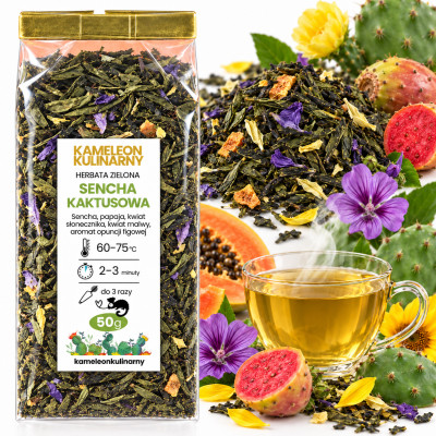 KAMELEON KULINARNY HERBATA zielona aromatyzowana SENCHA KAKTUSOWA 50G