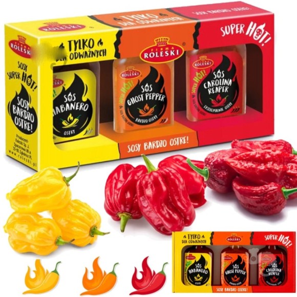 ROLESKI Zestaw 3 OSTRYCH SOSÓW: HABANERO, GHOST PEPPER