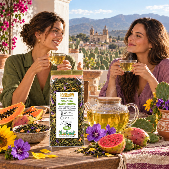 KAMELEON KULINARNY HERBATA zielona aromatyzowana SENCHA KAKTUSOWA 50G