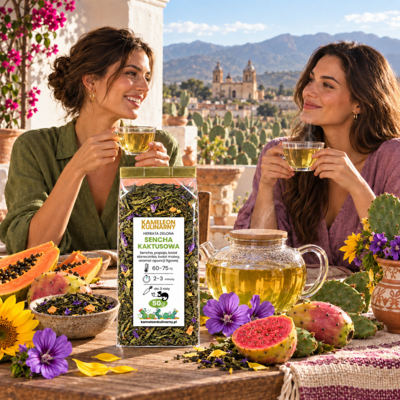 KAMELEON KULINARNY HERBATA zielona aromatyzowana SENCHA KAKTUSOWA 50G