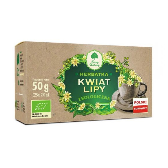 eko HERBATKA KWIAT LIPY LIPA 50g DARY NATURY wsparcie UKŁAD ODDECHOWY GRYPA