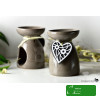 KOMINEK CERAMICZNY na olejki eteryczne zapachowe woski SERCE BRĄZOWY BRĄZ