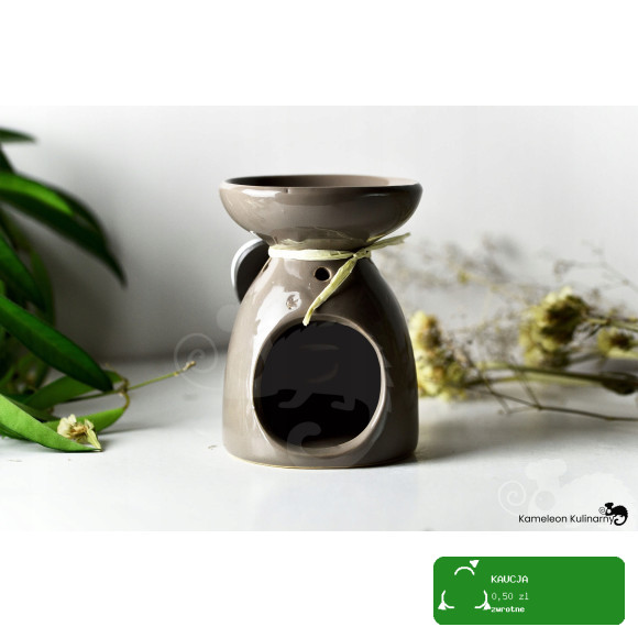 KOMINEK CERAMICZNY na olejki eteryczne zapachowe woski SERCE BRĄZOWY BRĄZ