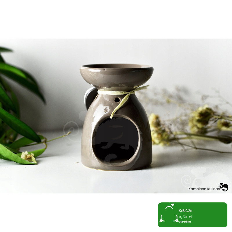 KOMINEK CERAMICZNY na olejki eteryczne zapachowe woski SERCE BRĄZOWY BRĄZ