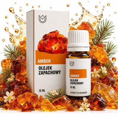 OLEJEK ZAPACHOWY eteryczny AMBER - BURSZTYN 10ml zapach aromat do kominków