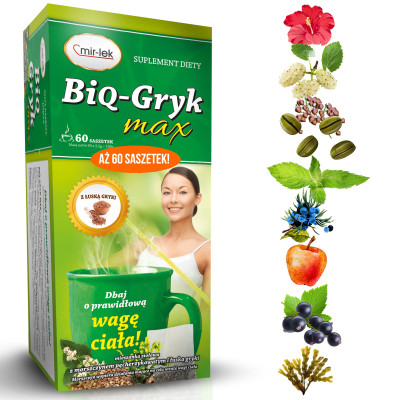 MIR-LEK BIQ GRYK MAX wsparcie UTRATA WAGI ODCHUDZANIE 60 saszetek