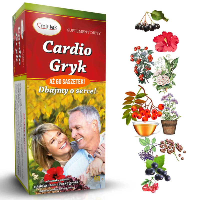 MIR-LEK CARDIO GRYK wsparcie OCHRONA SERCA KRĄZENIE mieszanka ziół 60 sasz