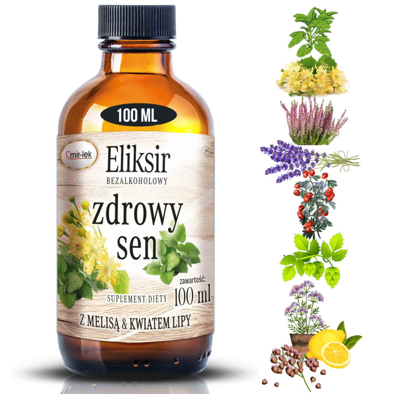 MIR-LEK eliksir na ZDROWY SEN Melisa Lawenda Lipa Chmiel Kozłek Wrzos 100ml