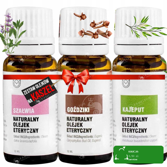 NATURALNE OLEJKI ETERYCZNE na kaszel ZESTAW 3szt.