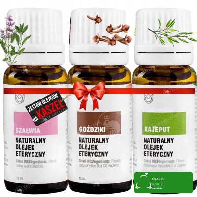 NATURALNE OLEJKI ETERYCZNE na kaszel ZESTAW 3szt.