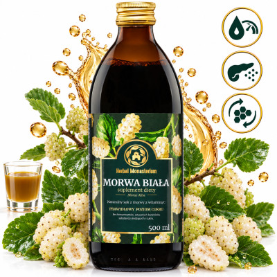 HERBAL100% SOK MORWA BIAŁA wsparcie: PRAWIDŁOWY POZIOM CUKRU CUKRZYCA 500ml