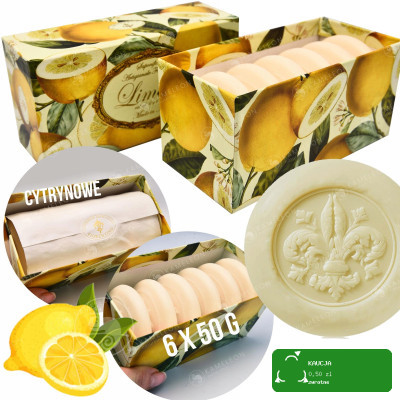 naturalne MYDŁO WŁOSKIE TŁOCZONE CYTRYNA 6x50G