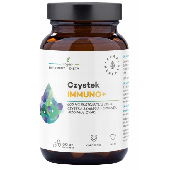 CZYSTEK IMMUNO+ kapsułki czosnek jeżówka wsparcie: ODPORNOŚĆ 60kap AURA 600