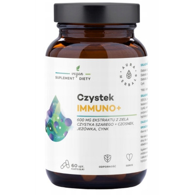 CZYSTEK IMMUNO+ kapsułki czosnek jeżówka wsparcie: ODPORNOŚĆ 60kap AURA 600