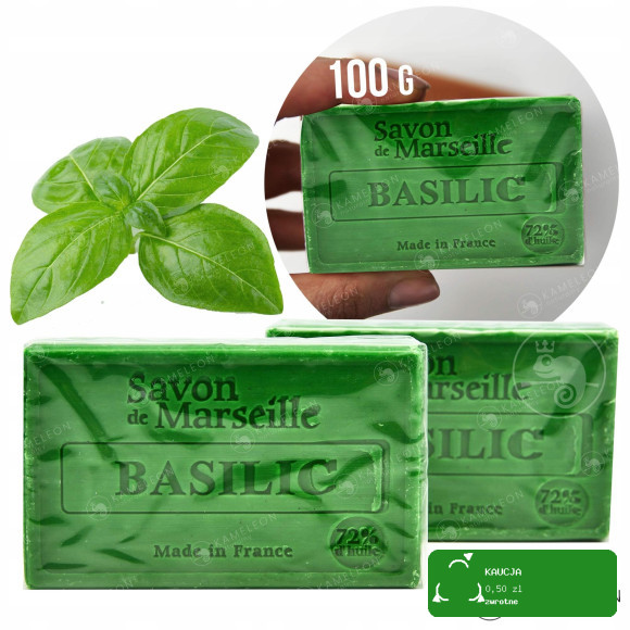 MYDŁO MARSYLSKIE BAZYLIOWE BAZYLIA 72% kostka 100G