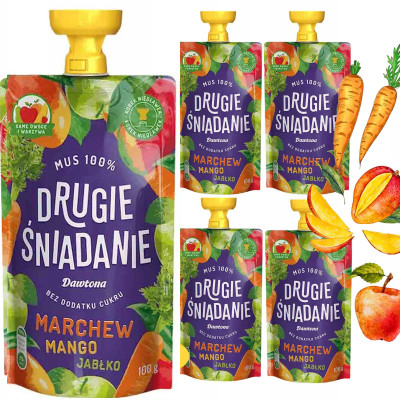 Dawtona DRUGIE ŚNIADANIE MUS MARCHEWKOWY MANGO JABŁKO bez Cukru 5x100 0,5KG