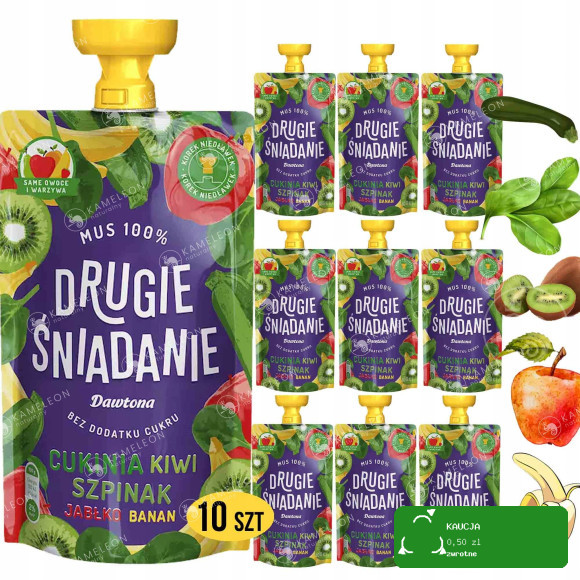 Dawtona DRUGIE ŚNIADANIE MUS 100% CUKINIA SZPINAK OWOCE Bez Cukru x10 1KG
