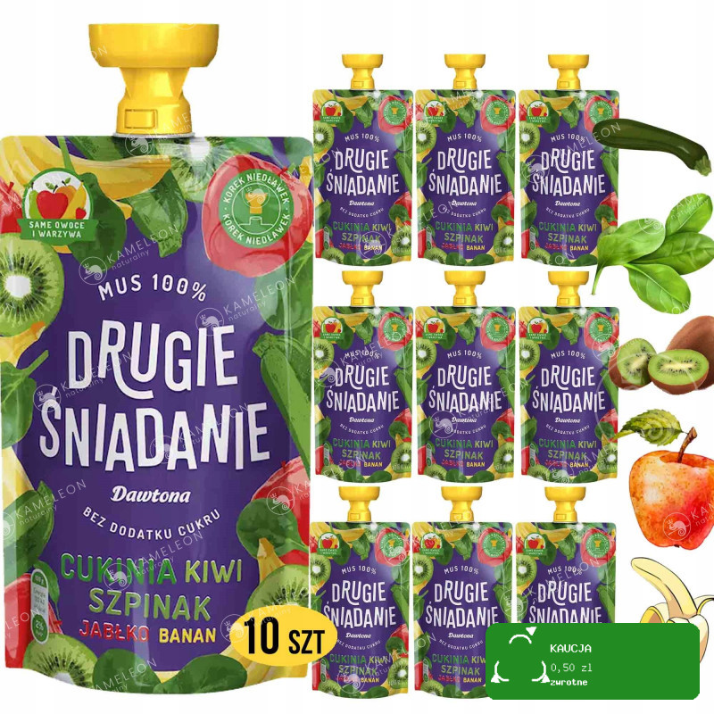 Dawtona DRUGIE ŚNIADANIE MUS 100% CUKINIA SZPINAK OWOCE Bez Cukru x10 1KG