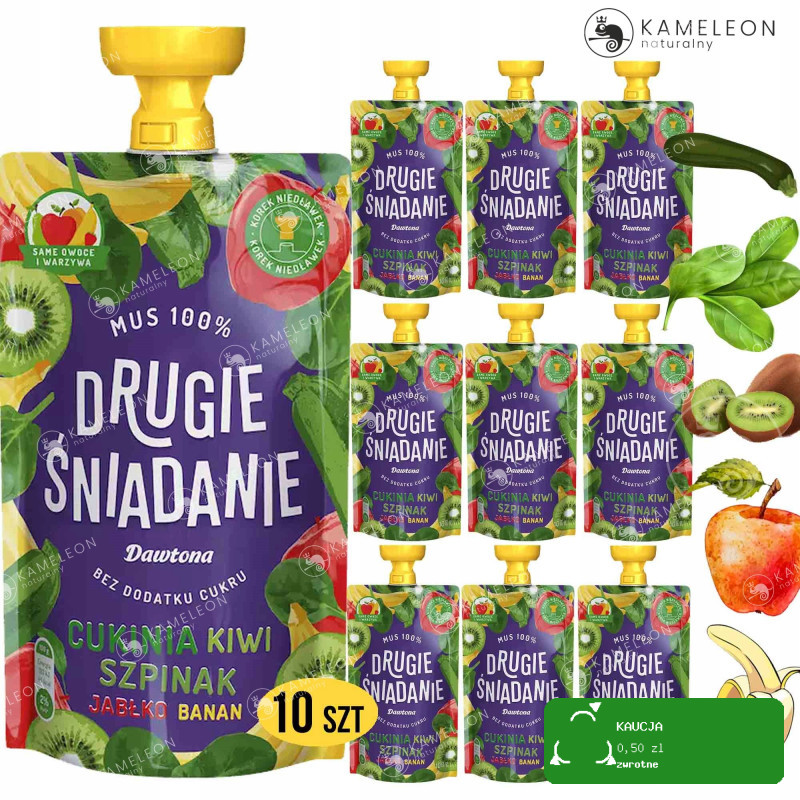Dawtona DRUGIE ŚNIADANIE MUS 100% CUKINIA SZPINAK OWOCE Bez Cukru x10 1KG