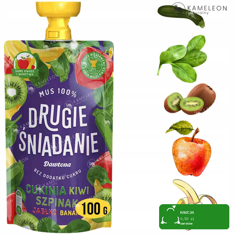 Dawtona DRUGIE ŚNIADANIE MUS 100% CUKINIA SZPINAK OWOCE Bez Cukru x10 1KG