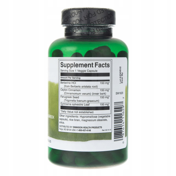 Swanson BERBERINE COMPLEX BERBERYNA 90kaps wsparcie CUKIER CUKRZYCA WĄTROBA