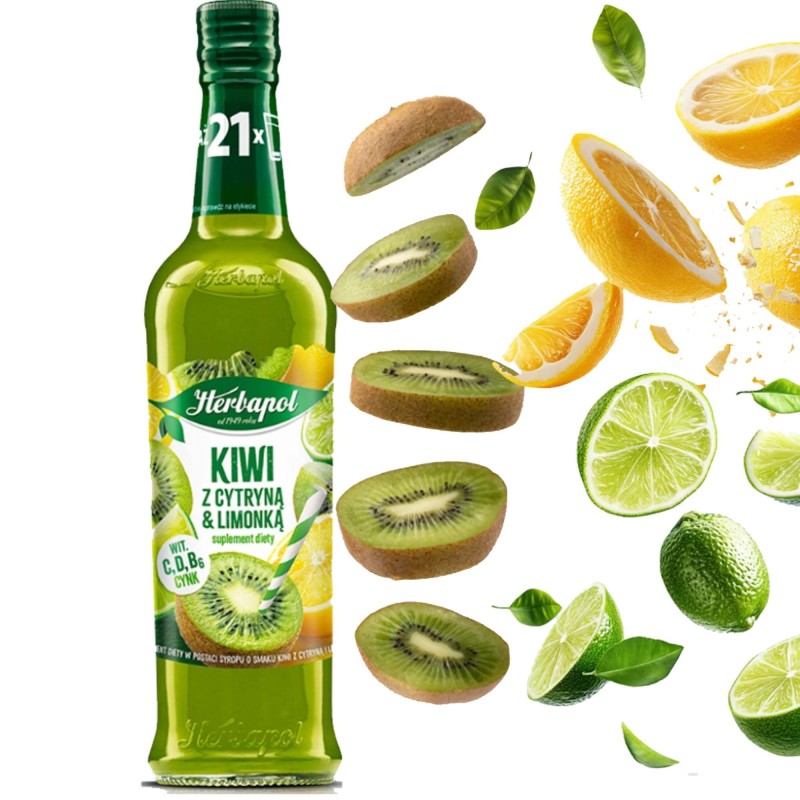 HERBAPOL SYROP OWOCOWA SPIŻARNIA KIWI CYTRYNA LIMONKA 420ML