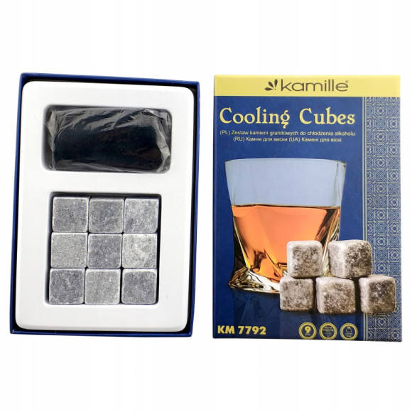 KAMIENIE LODOWE KOSTKI DO CHŁODZENIA NAPOJÓW Whisky Stones 9szt KAMILLE7792 KAMIENIE LODOWE KOSTKI DO CHŁODZENIA NAPOJÓW Whisky Stones 9szt KAMILLE7792