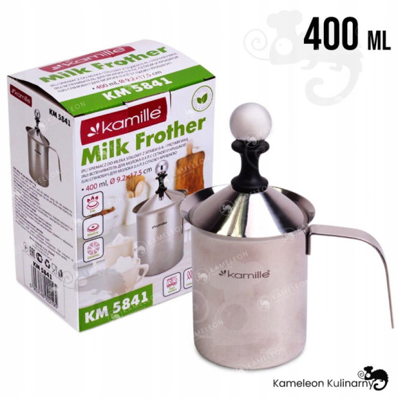 SPIENIACZ UBIJACZ DO MLEKA METALOWY DUŻY 400 ml