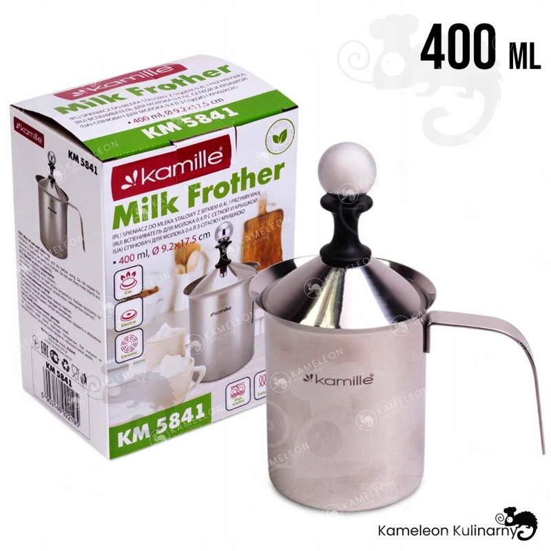 SPIENIACZ UBIJACZ DO MLEKA METALOWY DUŻY 400 ml