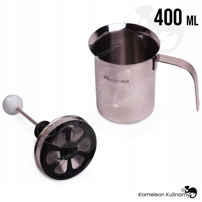 SPIENIACZ UBIJACZ DO MLEKA METALOWY DUŻY 400 ml