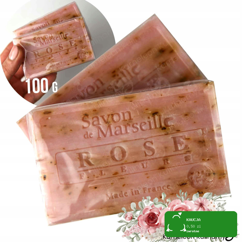 MYDŁO MARSYLSKIE francuskie ROSE RÓŻA RÓŻANE 100g peeling Le Chatelard 1802