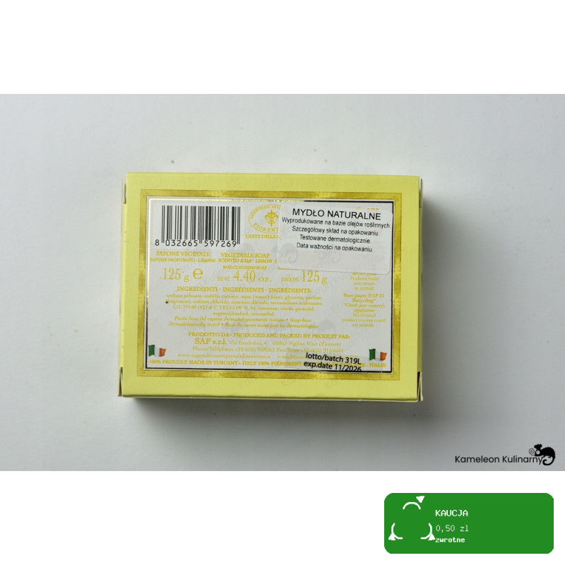 MYDŁO WŁOSKIE tłoczone CYTRYNA cytrynowe 125G