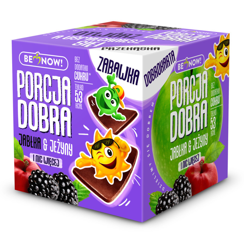 PORCJA DOBRA KOSTKA + ZABAWKA + KARTA Jabłko Jeżyna JABŁKOWO JEŻYNOWA 3w1